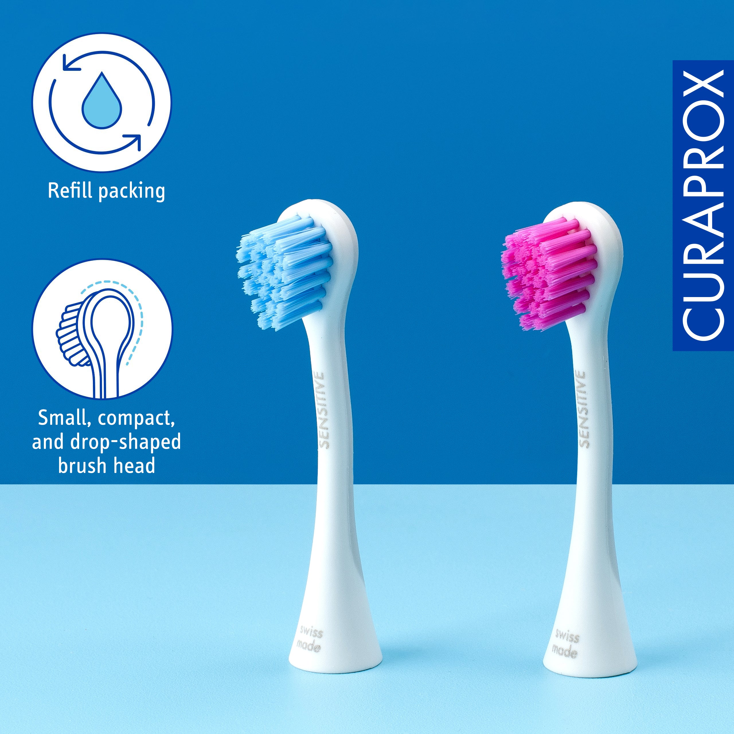 Curaprox Brushhead Sensitive, blue/pink, 2 pcs