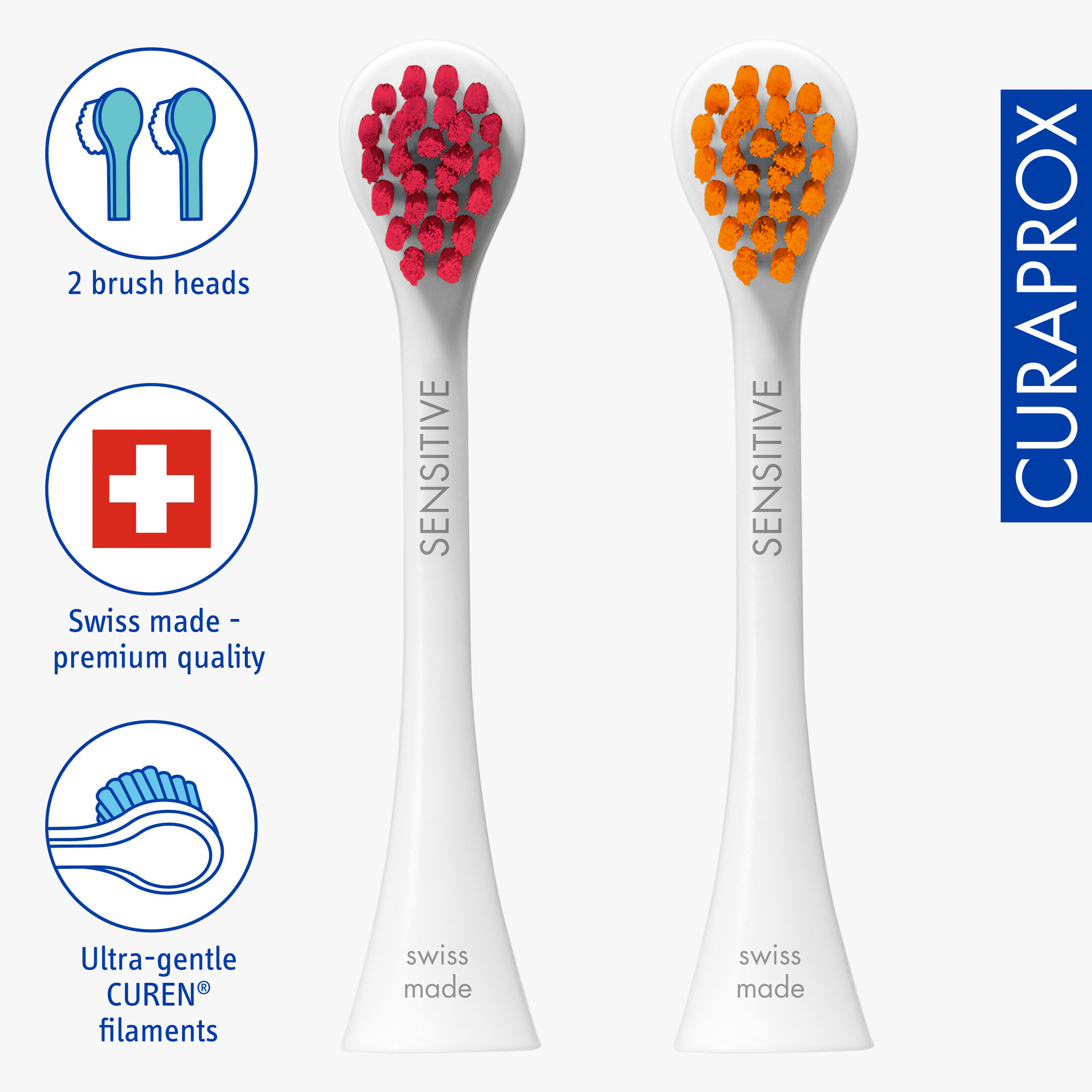 Curaprox Brushhead Sensitive, magenta/orange, 2 pcs