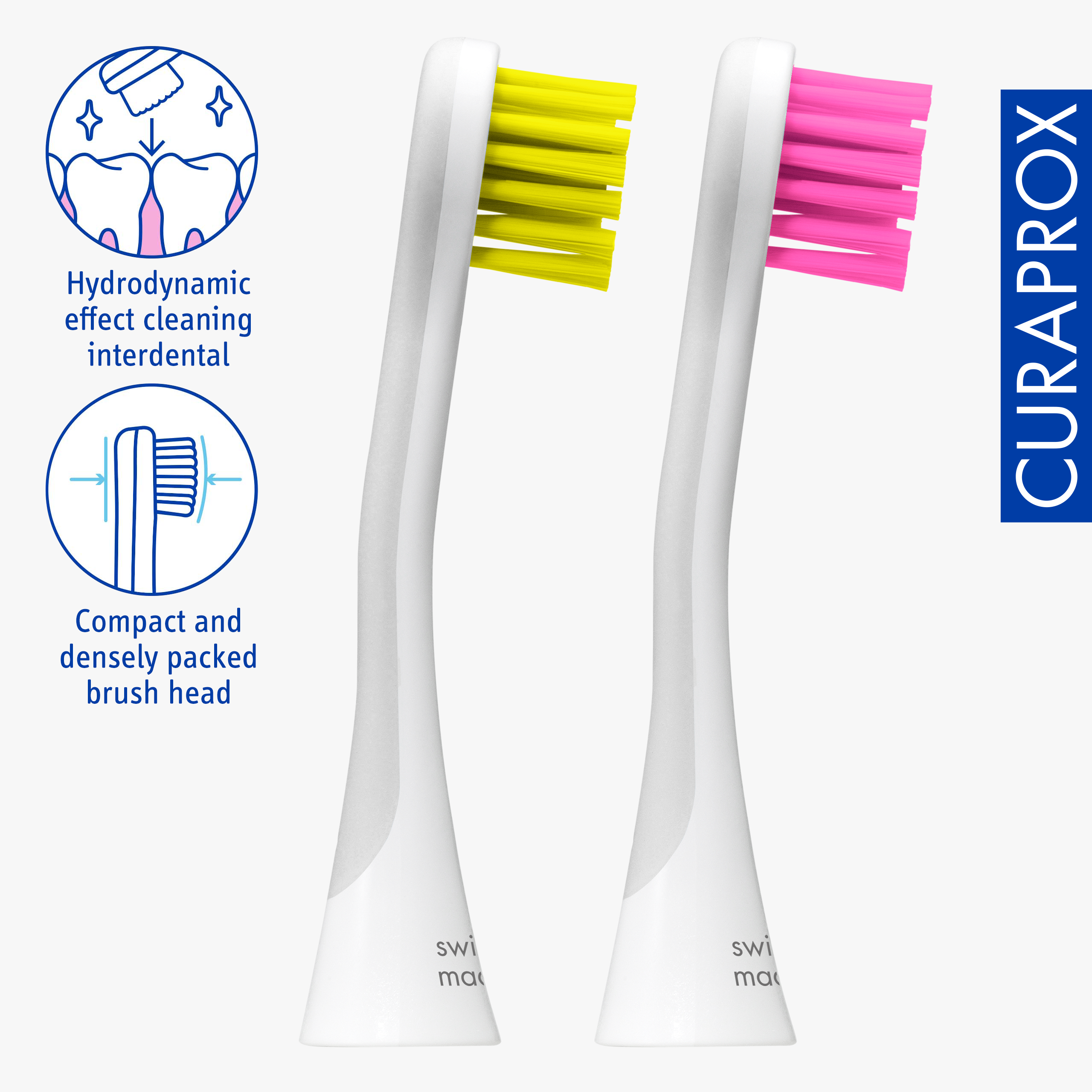 Curaprox Brushhead Sensitive, yellow/pink, 2 pcs