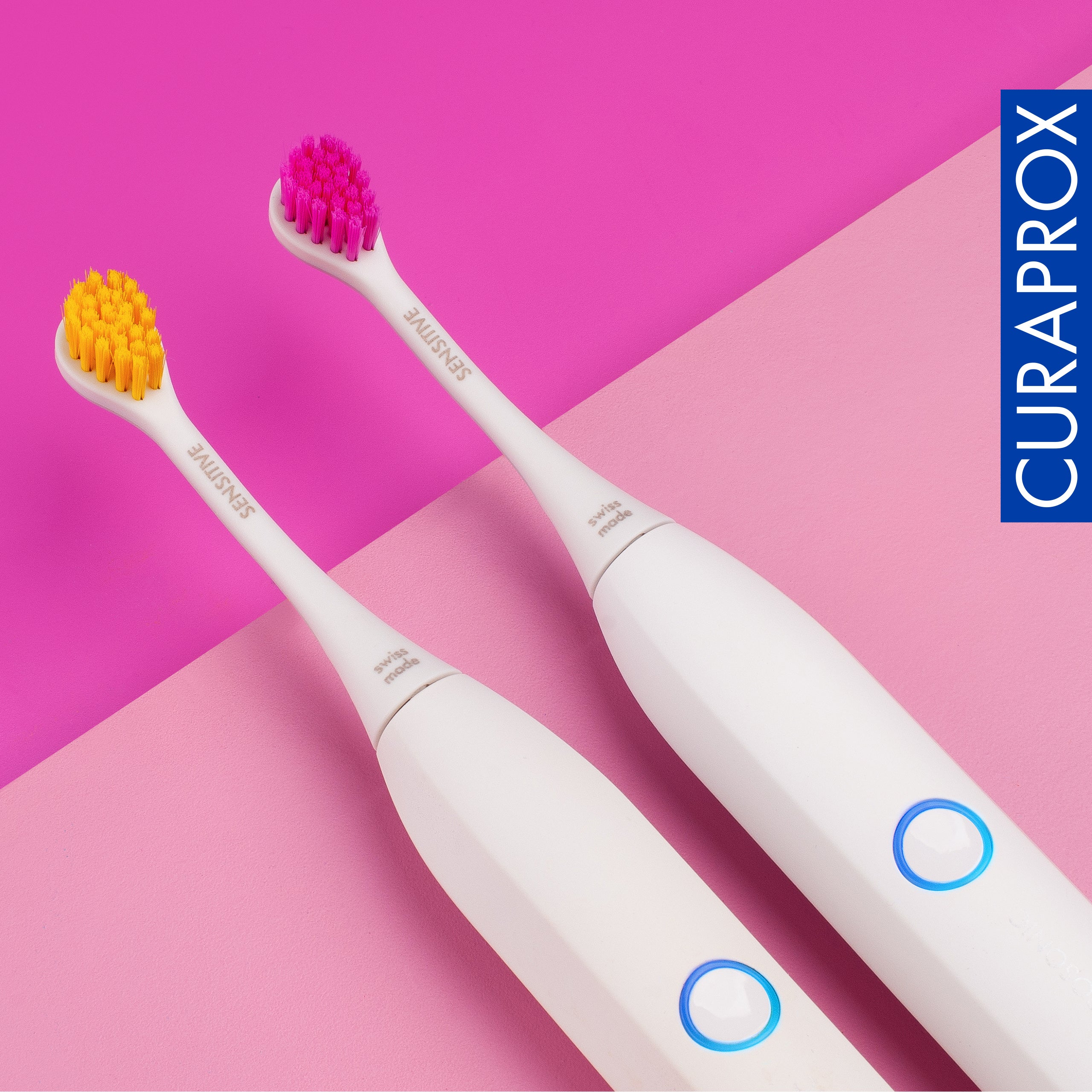 Curaprox Brushhead Sensitive, yellow/pink, 2 pcs