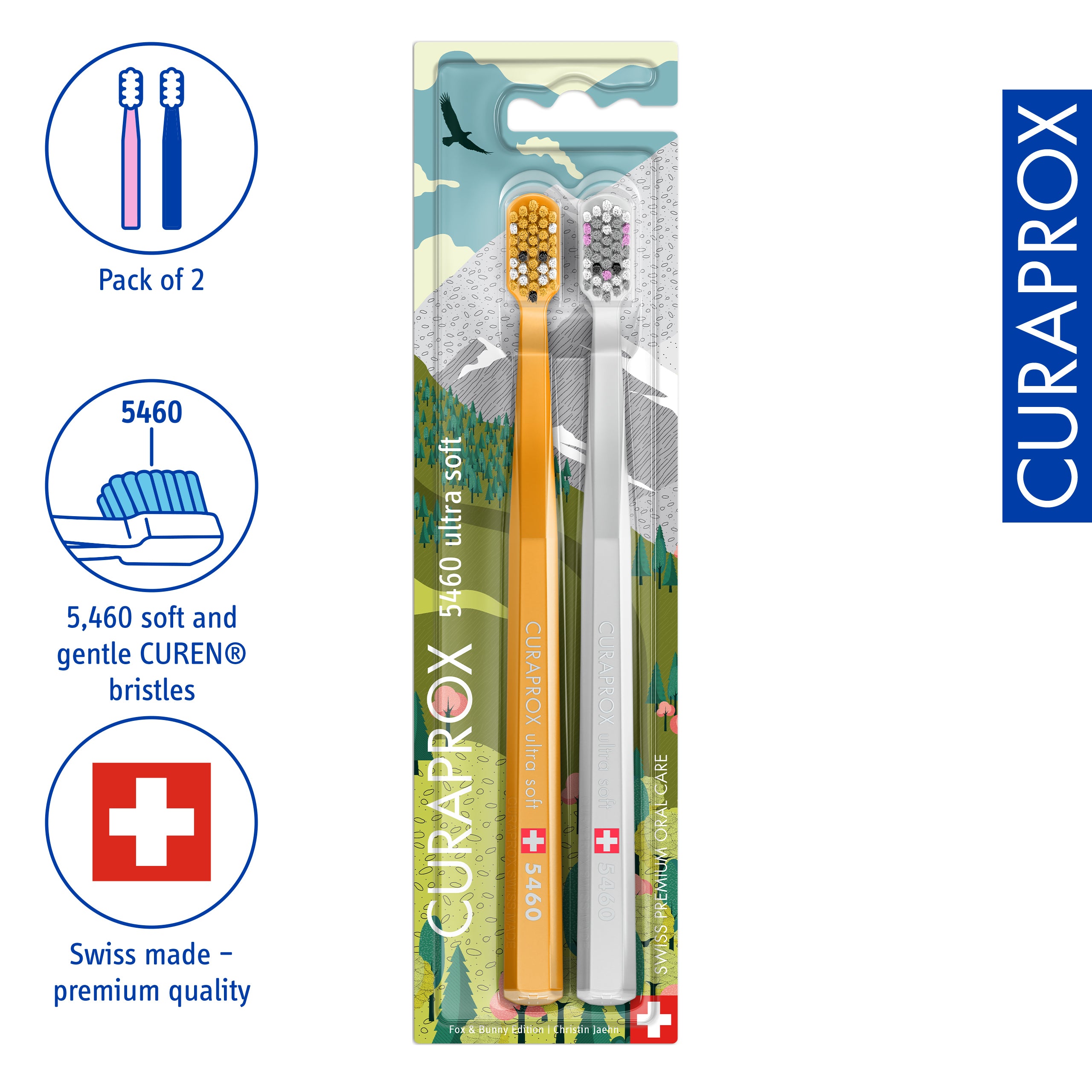 Curaprox CS 5460 Fox and Bunny Edition 2024, 2 pcs